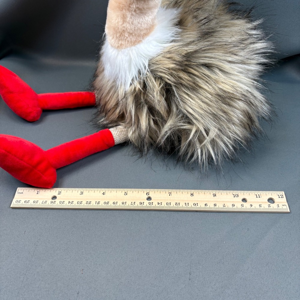 Pier 1 Imports Plush Ostrich Holiday Decor Tan Red Santa Hat Christmas 12" - Picture 11 of 16